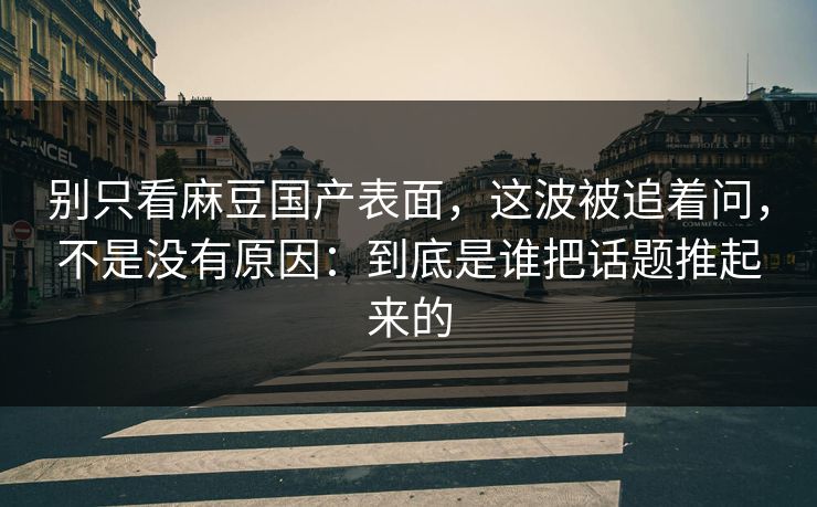 别只看麻豆国产表面，这波被追着问，不是没有原因：到底是谁把话题推起来的  第1张