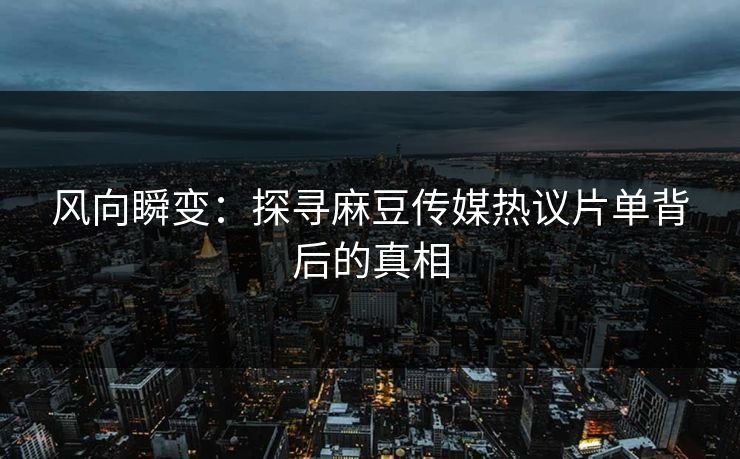 风向瞬变：探寻麻豆传媒热议片单背后的真相  第1张