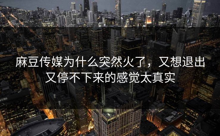 麻豆传媒为什么突然火了，又想退出又停不下来的感觉太真实  第1张