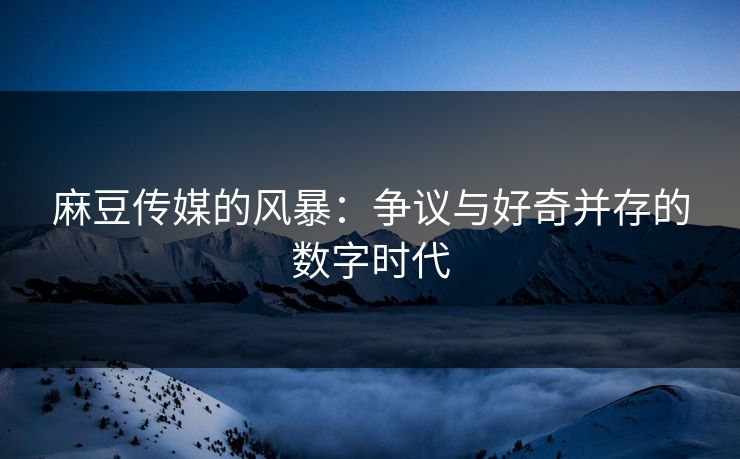 麻豆传媒的风暴：争议与好奇并存的数字时代